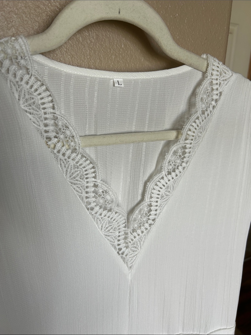 WHITE Lace Trim V-Neck Flowy Maxi Dress - Picture 7 of 8